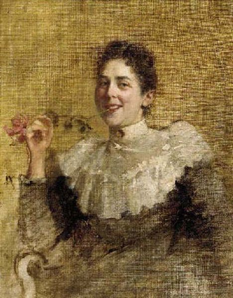 The Flirtatious Smile Oil Painting by Eduard Karl Franz von Gebhardt