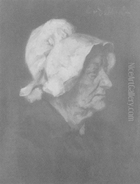 Bildnis Einer Alteren Dame Mit Weiser Haube Im Halbprofil Oil Painting by Eduard Karl Franz von Gebhardt