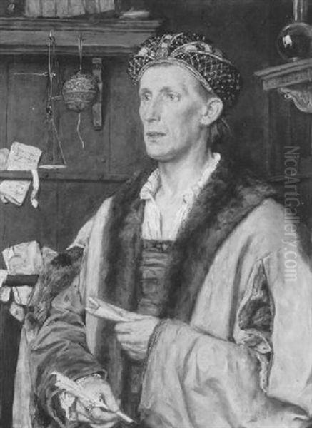 Ein Herr In Altdeutscher Tracht Oil Painting by Eduard Karl Franz von Gebhardt