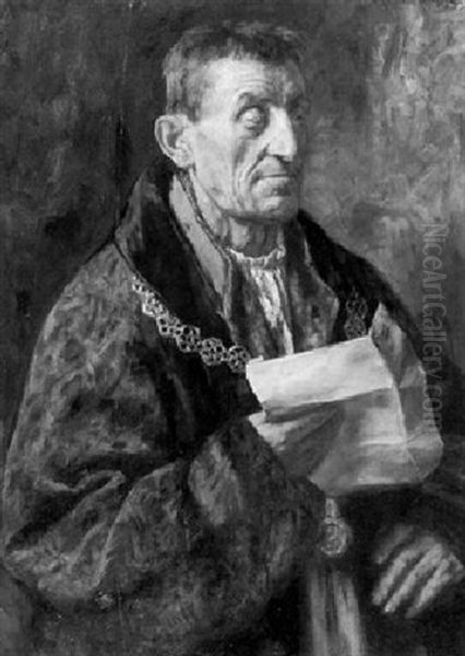 Bildnis Eines Burgermeisters In Roter Robe Oil Painting by Eduard Karl Franz von Gebhardt