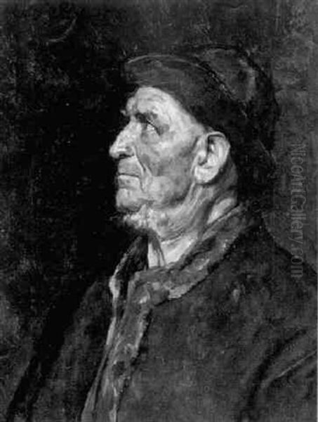 Bauernportrait Mit Grunem Wams Oil Painting by Eduard Karl Franz von Gebhardt