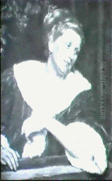 Brustportrait Einer Frau Mit Pelzverbramtem Mantel           Oil Painting by Eduard Karl Franz von Gebhardt