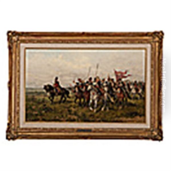 Ukrainian Soldiers On Manoeuvre Oil Painting by Ludwig Gedlek