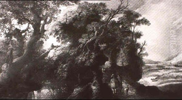 Waldlandschaft Mit Jagern Oil Painting by Jacob van Geel