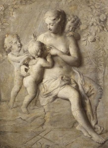 Venus Nourrissant Cupidon Oil Painting by Marten Jozef Geeraerts