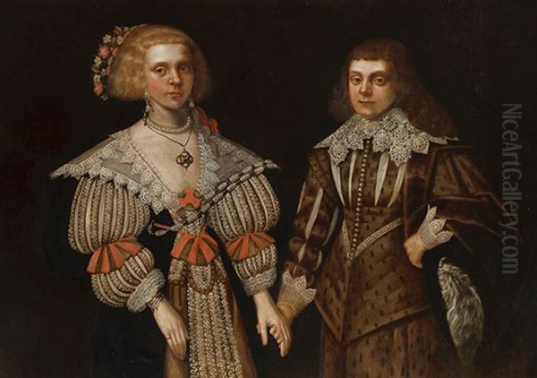 Hochzeitsportrat Zweier Adeligen Oil Painting by Wybrand Simonsz De Geest