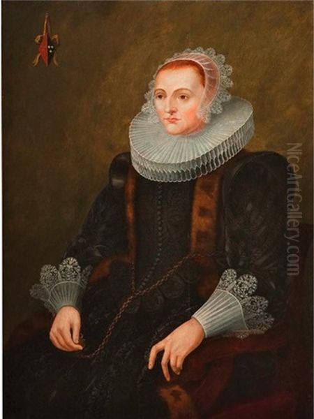Portrait Of A Lady Of The Schoenberg Family Oil Painting by Wybrand Simonsz De Geest