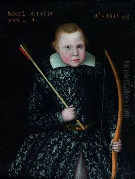 Jeune Garcon Jouant Au Tir A L'arc Oil Painting by Wybrand Simonsz De Geest