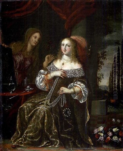 Junge Hofdame Bei Der Morgentoilette Mit Ihrer Kammerzofe Oil Painting by Wybrand Simonsz De Geest