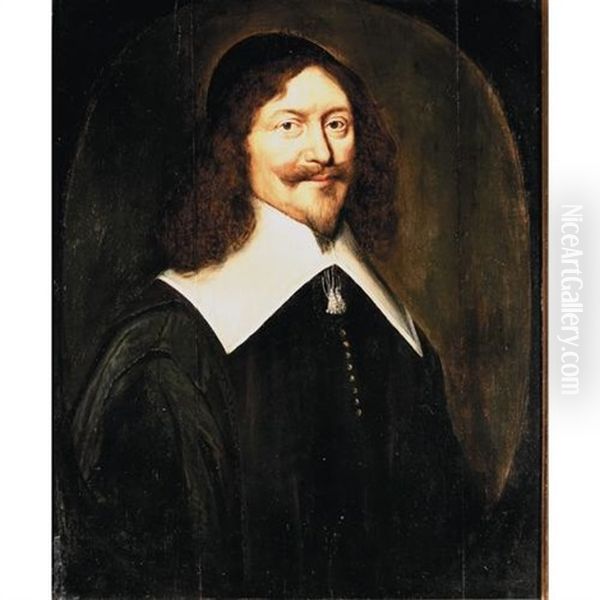 A Portrait Of A Gentleman With A White Collar Oil Painting by Wybrand Simonsz De Geest