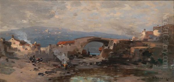 Italian Landscape In The Campagna Oil Painting by Jacob Gehrig