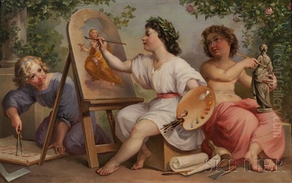 Infant Academy Oil Painting by Carl Joseph Geiger