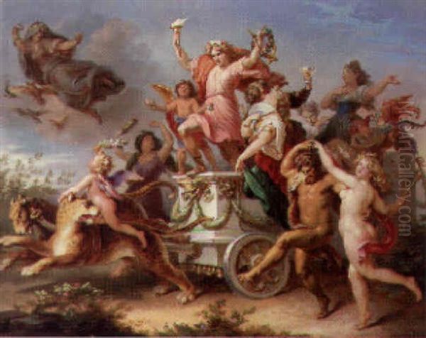 A Baccanalian Procession Oil Painting by Carl Joseph Geiger