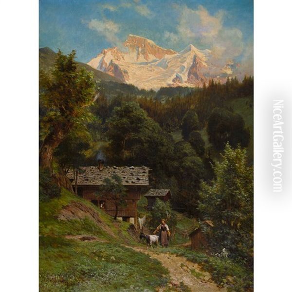 Jungfrau Oil Painting by Johann-Joseph Geisser