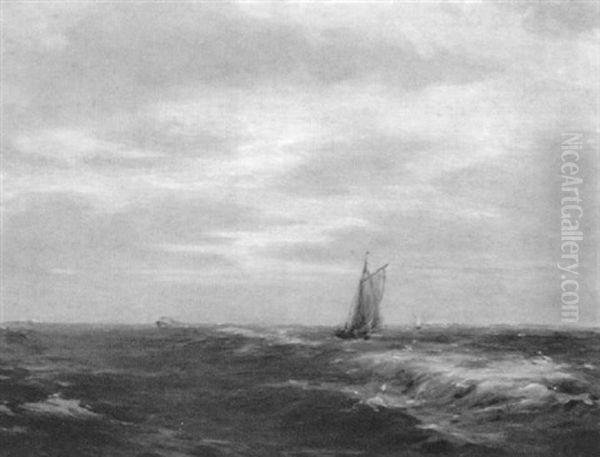 Boats Sailing At Dusk Oil Painting by Emil Gelhaar