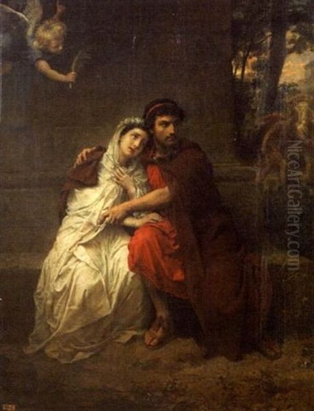 Eudore Et Cymodocee Oil Painting by Felix Francois Barthelemy Genaille
