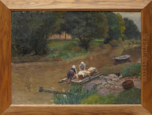 Tvatterskor Oil Painting by Anton Genberg