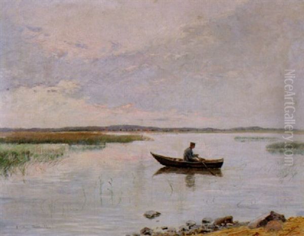 Man I Roddbat Oil Painting by Anton Genberg