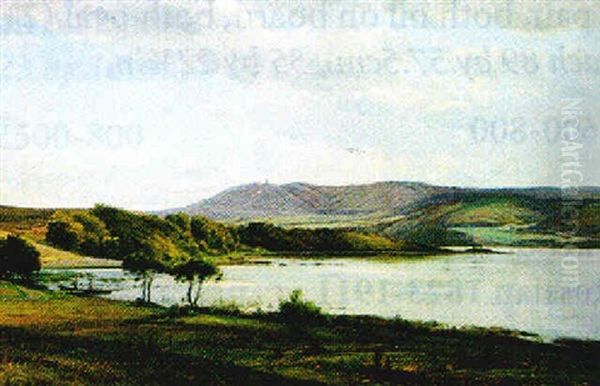 A Winter Scene Oil Painting by Anton Genberg