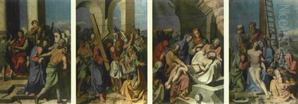 Kreuzwegstationen (12 Works) Oil Painting by Bonaventura Genelli