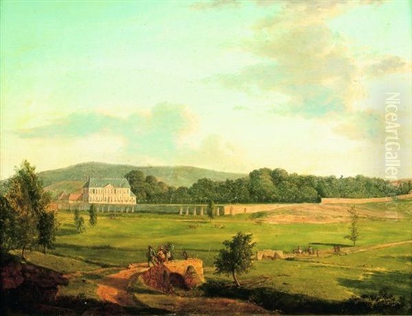 Vue D'un Chateau Et De Son Parc Oil Painting by Jean Baptiste Genillion