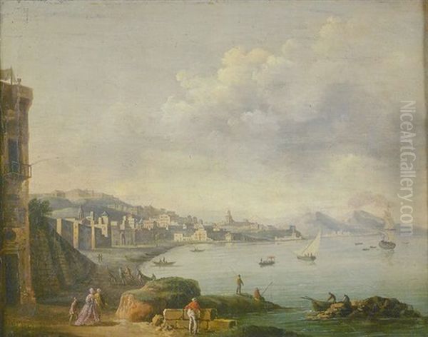 Vue De La Ville De Naples Oil Painting by Jean Baptiste Genillion