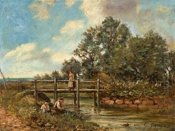 Brucke Am Fluss Oil Painting by Georg Genschow