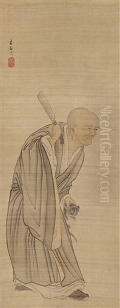 The Zen Monk Nansen Killing A Cat (a Famous Koan) Oil Painting by Gentai Sanjin