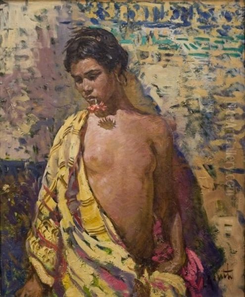 The Zen Monk Nansen Killing A Cat (a Famous Koan) Oil Painting by Lillian M. Genth