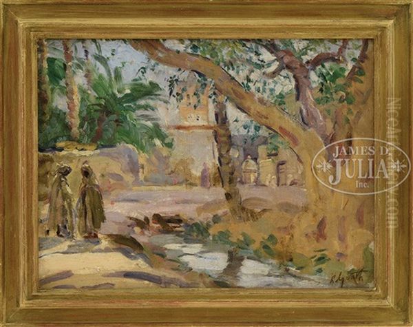 Orientalist Landscape Oil Painting by Lillian M. Genth