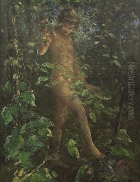 Nude In Woods Oil Painting by Lillian M. Genth