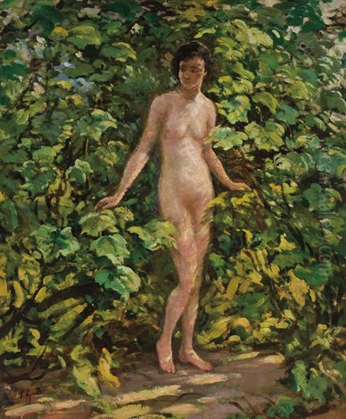 Nude In Grapevines Oil Painting by Lillian M. Genth