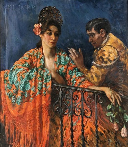 La Novia Del Torero (bullfighter And Sweetheart) Oil Painting by Lillian M. Genth