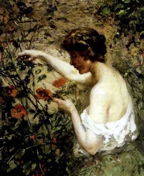 In The Garden Oil Painting by Lillian M. Genth