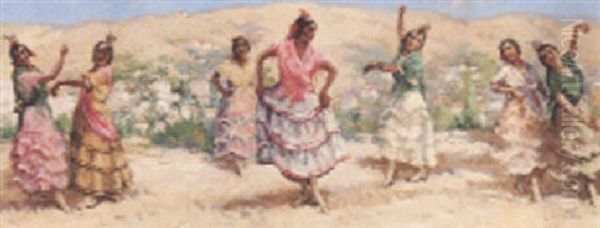 Spanish Gypsies Oil Painting by Lillian M. Genth