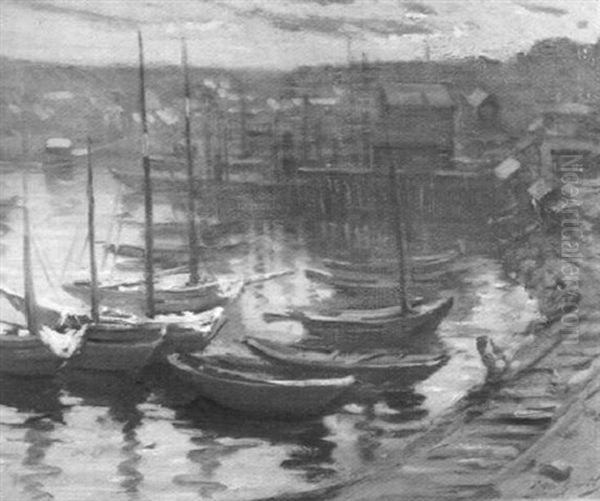 Golden Harbor, Gloucester Oil Painting by Lillian M. Genth