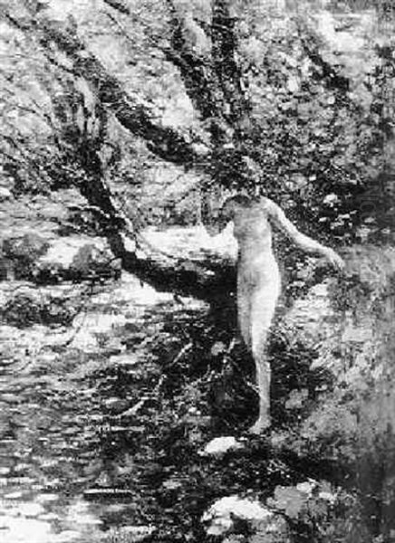 The Brook Oil Painting by Lillian M. Genth