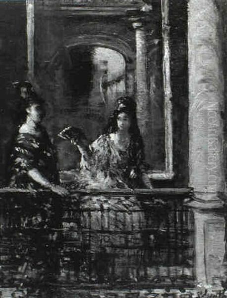 Spanish Ladies On A Balcony Oil Painting by Lillian M. Genth