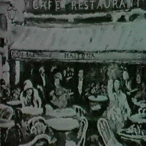 Corner Cafe Oil Painting by Lillian M. Genth