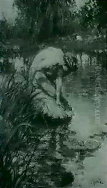 Narcissus Oil Painting by Lillian M. Genth