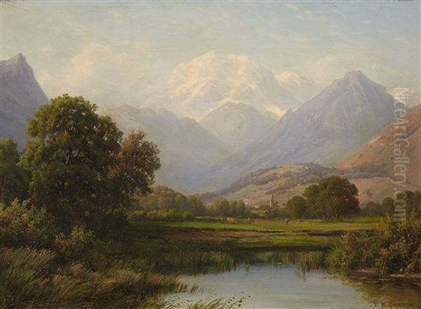 View Of Mont Blanc Oil Painting by Jean Philippe George-Julliard