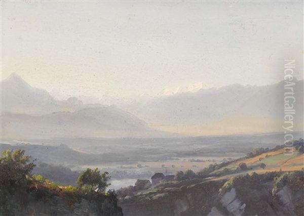 Landschaft Bei Genf Oil Painting by Jean Philippe George-Julliard