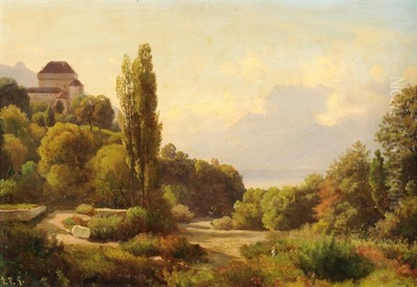 Blick Auf Das Schloss Chatelard Bei Montreux Oil Painting by Jean Philippe George-Julliard