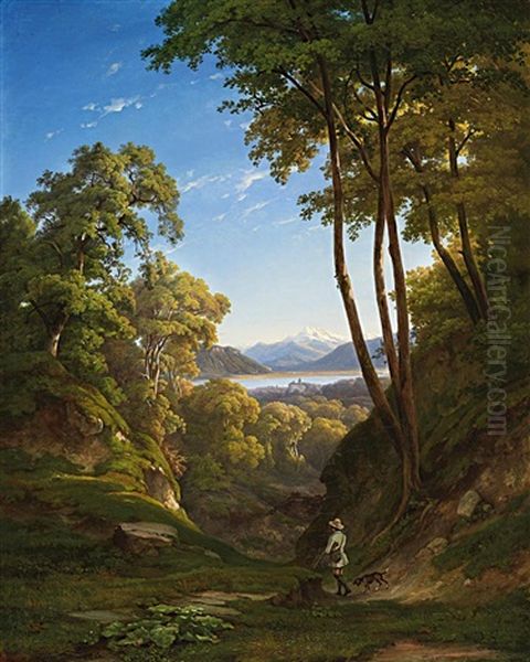 Schweizer Seenlandschaft Oil Painting by Jean Philippe George-Julliard