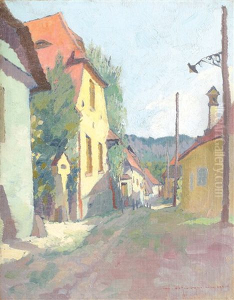 Village In Ardeal Oil Painting by Marin H. Georgescu