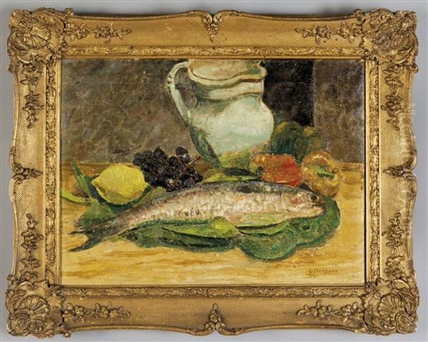 Natura Morta Con Pesce Oil Painting by Cornelio Geranzani