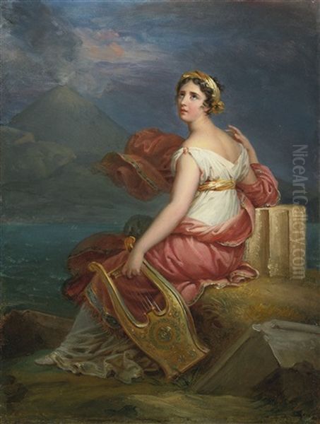 Corinne Au Cap Misene Oil Painting by Francois Pascal Simon Gerard
