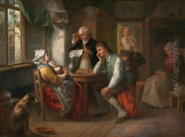 Scene De Famille Oil Painting by Theodore Gerard