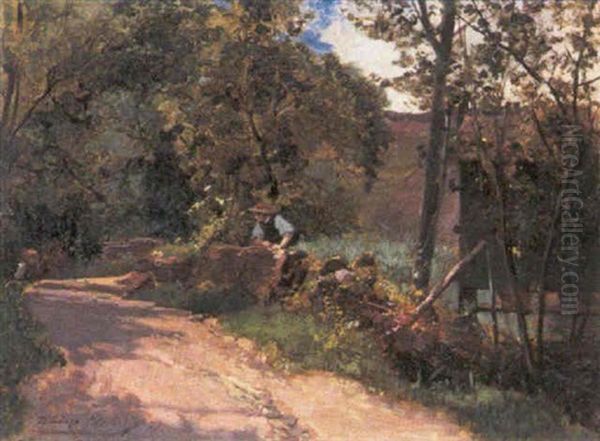 Landweg Te Gutach In Het Zwarte Woud Oil Painting by Theodore Gerard