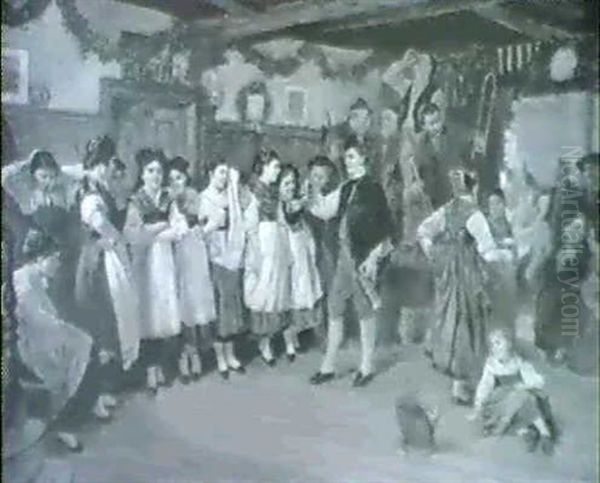 Hochzeit Auf Dem Land In Tracht Oil Painting by Theodore Gerard